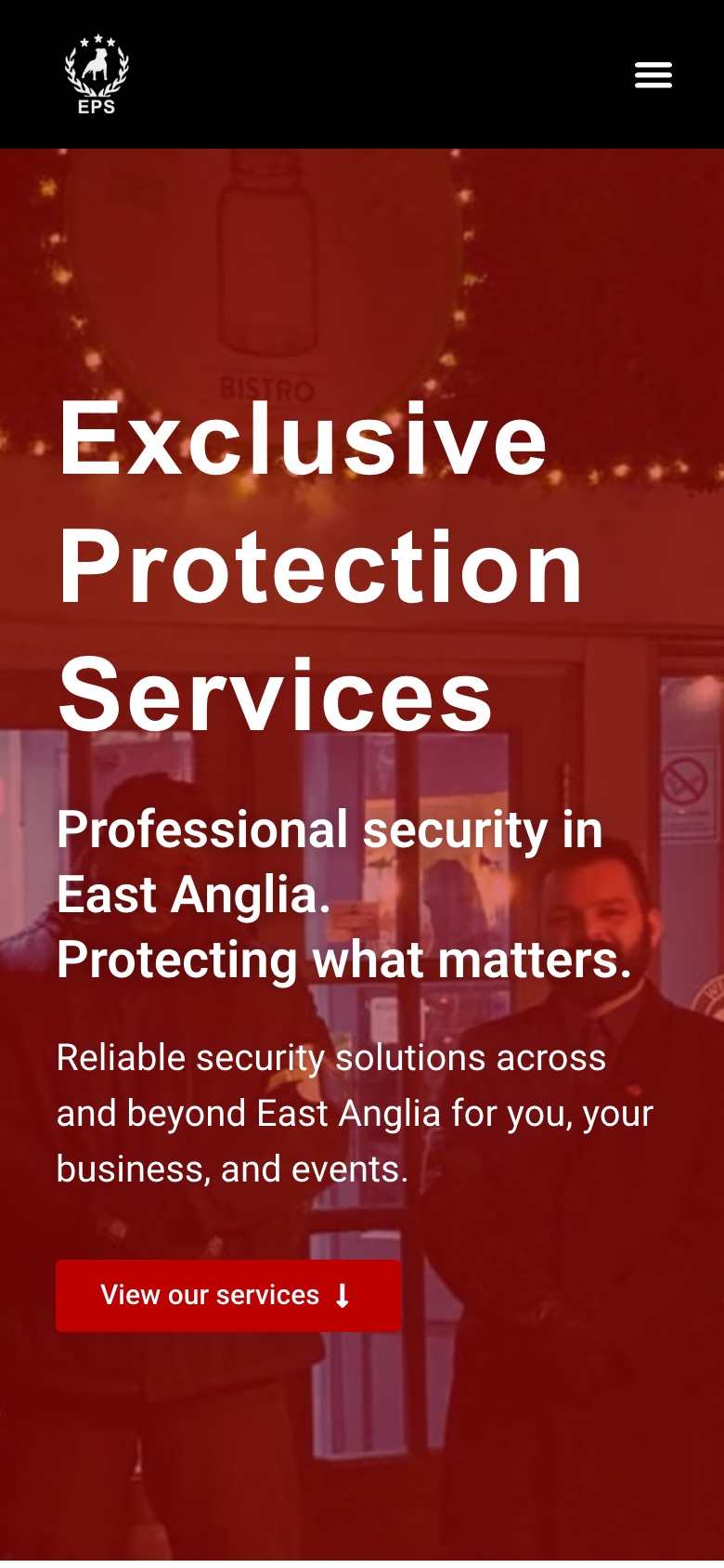 Exclusive Protection website on a phone
