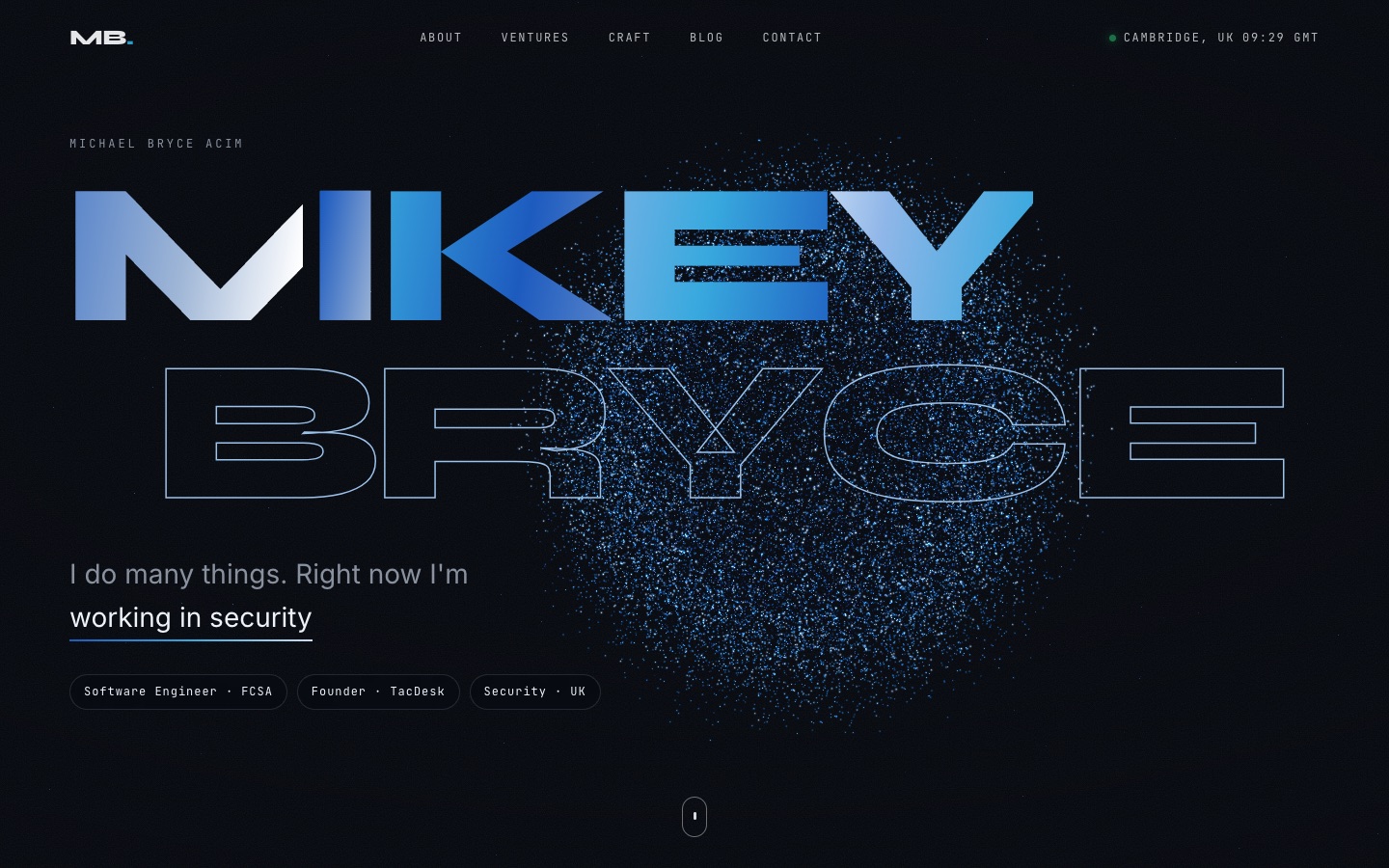 mikeybryce.com website on a desktop