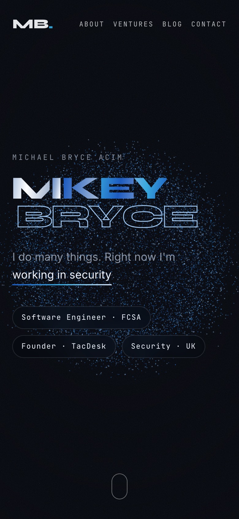 mikeybryce.com website on a phone