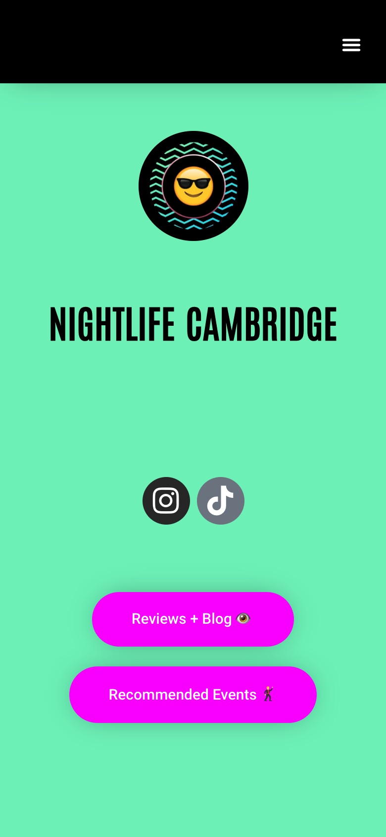 Nightlife Cambridge website on a phone