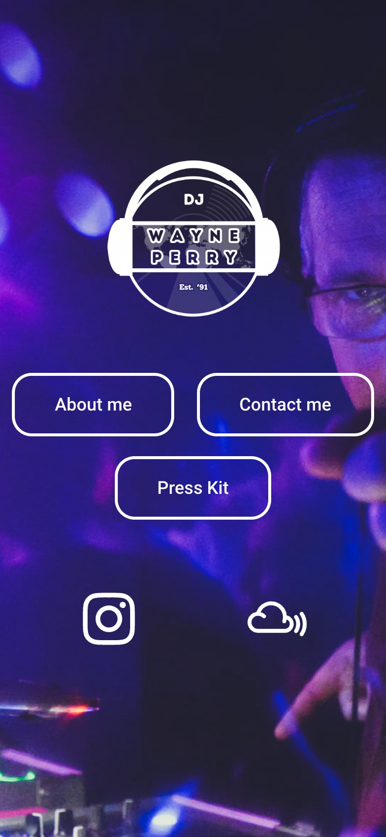 DJ Wayne Perry website on a phone